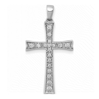 10K White Gold 1/5 ct tw Diamond Cross Pendant