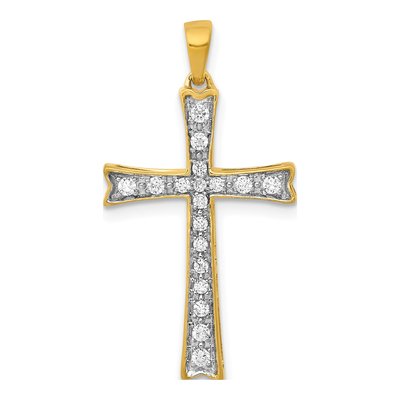 10K Yellow Gold 1/5 ct tw Diamond Cross Pendant