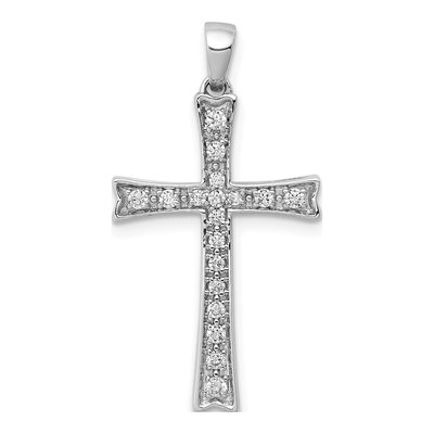 14K White Gold 1/5 ct tw Lab-Grown Diamond Cross Pendant