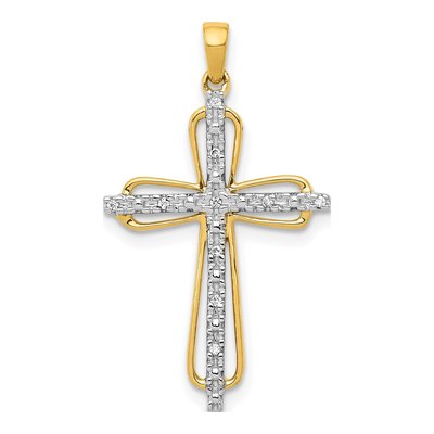 10K Yellow Gold Diamond Cross Pendant