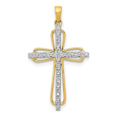 14K Yellow Gold Diamond Cross Pendant