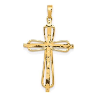 10K Yellow Gold 1/20 ct tw Diamond Cross Pendant – view 4
