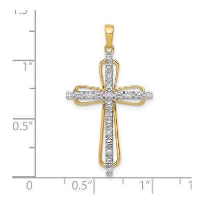 10K Yellow Gold 1/20 ct tw Diamond Cross Pendant – view 5