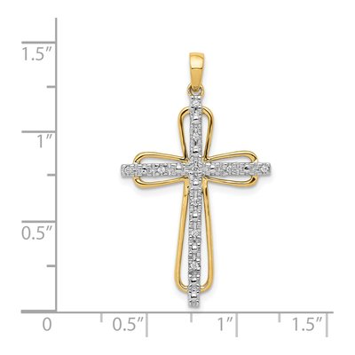 14K Yellow Gold 1/20 ct tw Diamond Cross Pendant – view 5