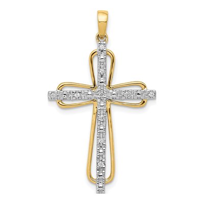 14K Yellow Gold 1/20 ct tw Diamond Cross Pendant