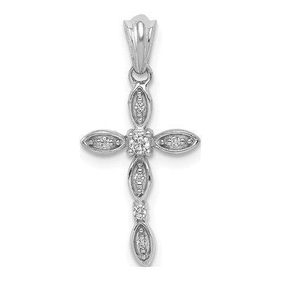 14K White Gold 1/20 ct tw Diamond Cross Pendant