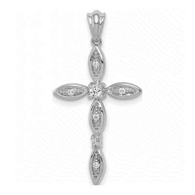 14K White Gold 1/10 ct tw Diamond Cross Pendant