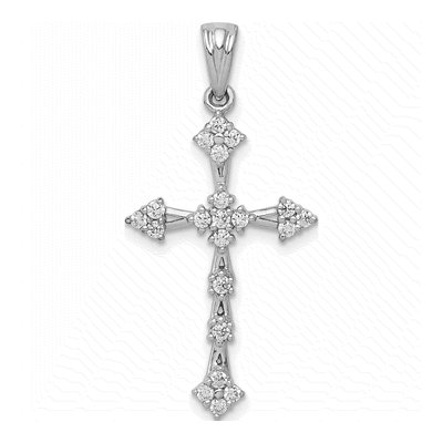14K White Gold 1/4 ct tw Diamond Cross Pendant