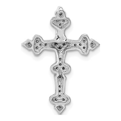 14K White Gold 1/6 ct tw Diamond Filigree Cross Slide Pendant – view 4