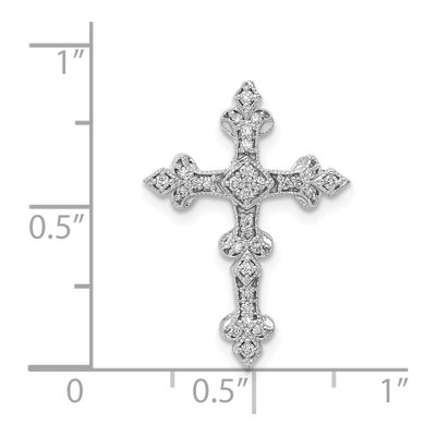 14K White Gold 1/6 ct tw Diamond Filigree Cross Slide Pendant – view 5