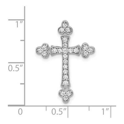 10K White Gold 1/4 ct tw Diamond Budded Cross Slide Pendant – view 4