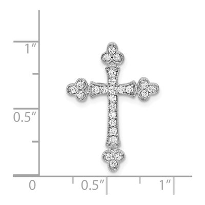14K White Gold 1/4 ct tw Diamond Budded Cross Slide Pendant – view 4