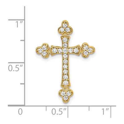 14K Yellow Gold 1/4 ct tw Diamond Budded Cross Slide Pendant – view 3