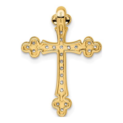 14K Yellow Gold 1/3 ct tw Diamond Budded Cross Slide Pendant – view 3