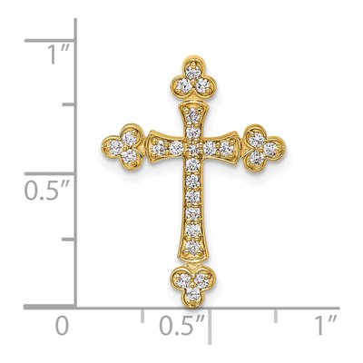 14K Yellow Gold 1/3 ct tw Diamond Budded Cross Slide Pendant – view 4