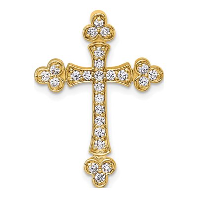 14K Yellow Gold 1/2 ct tw Diamond Cross Slide Pendant