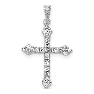 10K White Gold 1/4 ct tw Diamond Cross Pendant