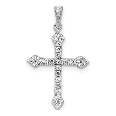 14K White Gold 1/4 ct tw Diamond Cross Pendant