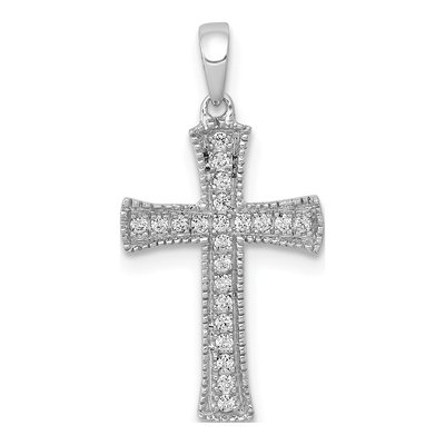 10K White Gold 1/10 ct tw Diamond Cross Pendant
