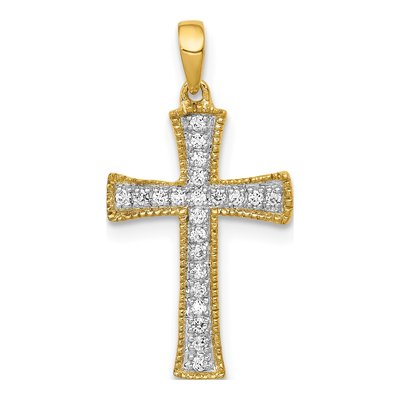10K Yellow Gold 1/10 ct tw Diamond Cross Pendant