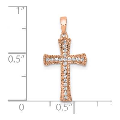 14K Rose Gold 1/10 ct tw Diamond Cross Pendant – view 4