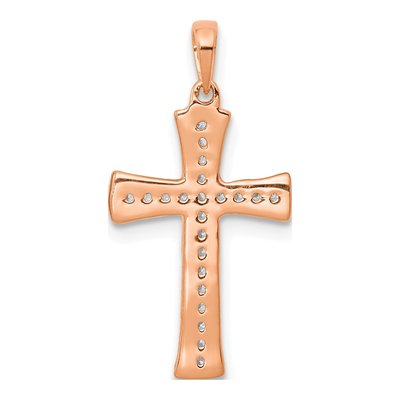 14K Rose Gold 1/10 ct tw Diamond Cross Pendant – view 5