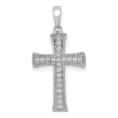 14K White Gold 1/10 ct tw Diamond Cross Pendant