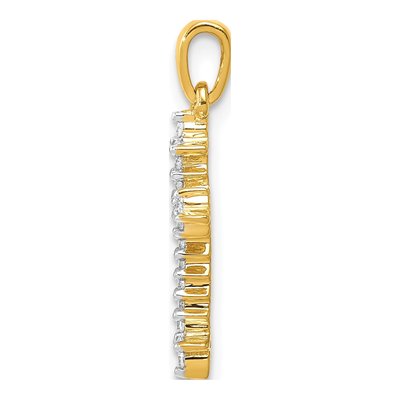10K Yellow Gold 1/10 ct tw Diamond Fleur de Lis Cross Pendant – view 2