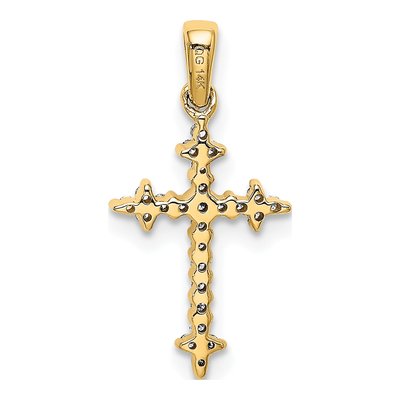 10K Yellow Gold 1/10 ct tw Diamond Fleur de Lis Cross Pendant – view 3