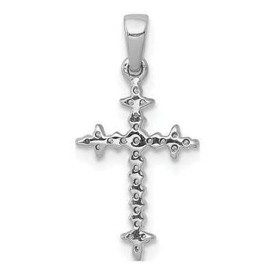 14K White Gold 1/10 ct tw Diamond Fleur de Lis Cross Pendant – view 4