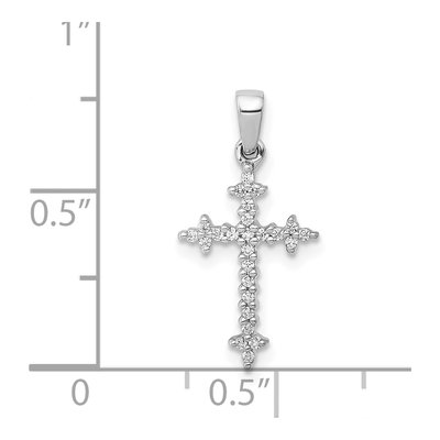 14K White Gold 1/10 ct tw Diamond Fleur de Lis Cross Pendant – view 5