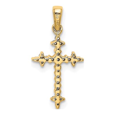 14K Yellow Gold 1/10 ct tw Diamond Fleur de Lis Cross Pendant – view 4