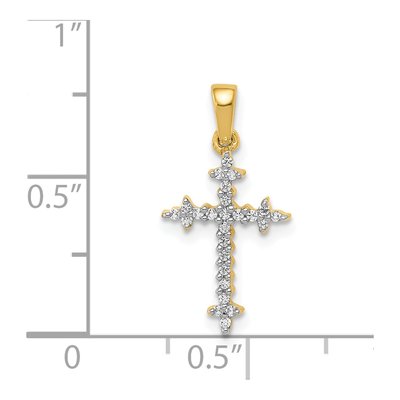 14K Yellow Gold 1/10 ct tw Diamond Fleur de Lis Cross Pendant – view 5