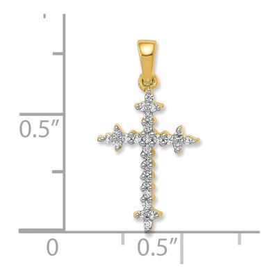14K Yellow Gold 1/6 ct tw Diamond Fleur de Lis Cross Pendant – view 2