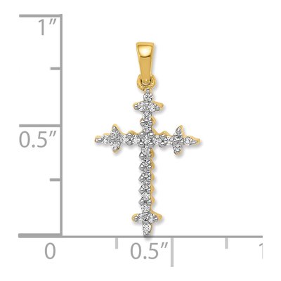 14K Yellow Gold 1/5 ct tw Diamond Fleur de Lis Cross Pendant – view 2
