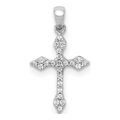 10K White Gold 1/15 ct tw Diamond Small Cross Pendant