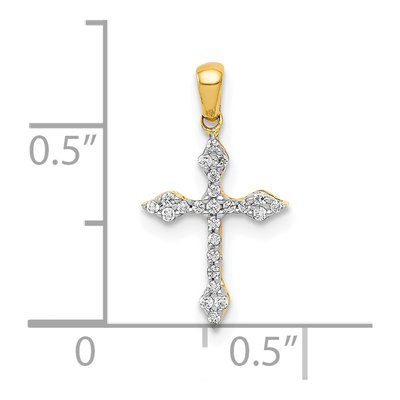10K Yellow Gold 1/15 ct tw Diamond Small Cross Pendant – view 4