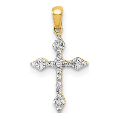 10K Yellow Gold 1/15 ct tw Diamond Small Cross Pendant