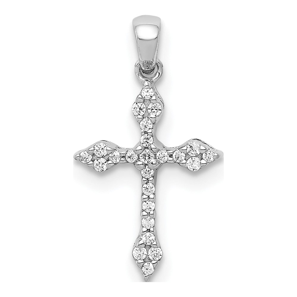 14K White Gold 1/15 ct tw Diamond Cross Pendant