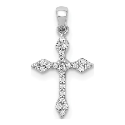 14K White Gold 1/15 ct tw Diamond Cross Pendant