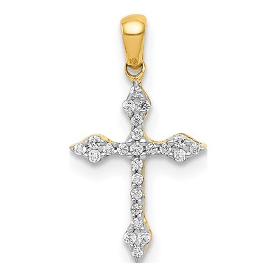 14K Yellow Gold 1/15 ct tw Diamond Cross Pendant