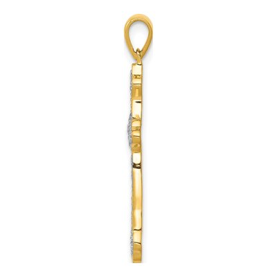 10K Yellow Gold 1/10 ct tw Diamond Budded Cross Pendant – view 2