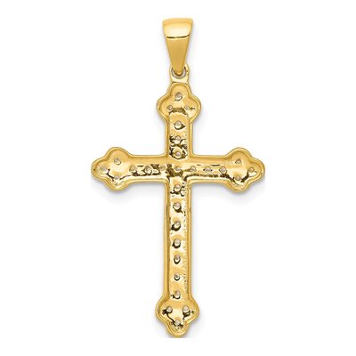 10K Yellow Gold 1/10 ct tw Diamond Budded Cross Pendant – view 3