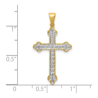 10K Yellow Gold 1/10 ct tw Diamond Budded Cross Pendant – view 4