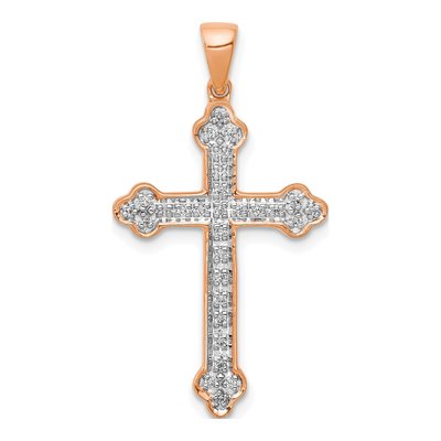 14K Rose Gold 1/10 ct tw Diamond Cross Pendant