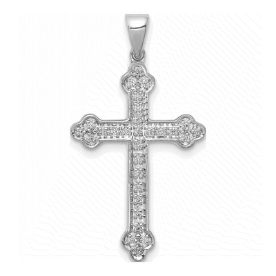 14K White Gold 1/10 ct tw Diamond Cross Pendant