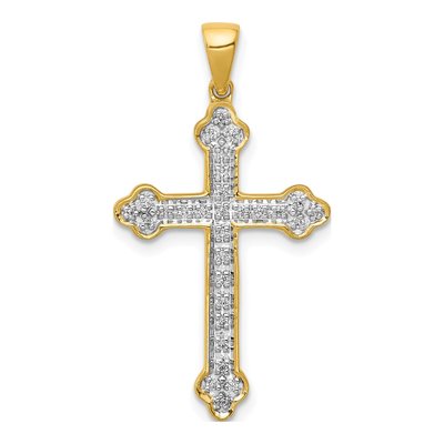 14K Yellow Gold 1/10 ct tw Diamond Cross Pendant