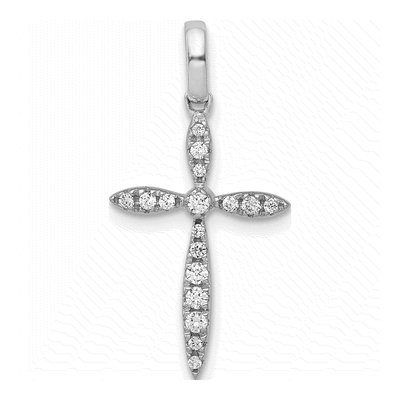 14K White Gold 1/6 ct tw Diamond Cross Pendant