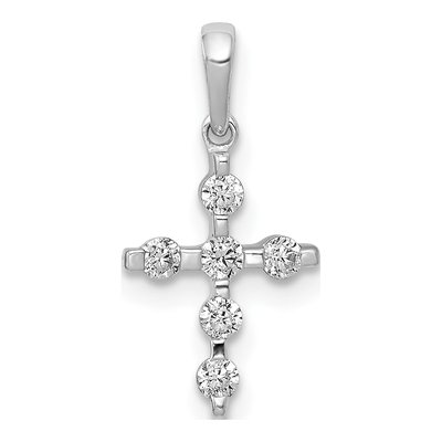 14K White Gold 1/6 ct tw Diamond Cross Pendant