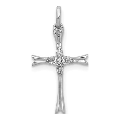 14K White Gold 1/15 ct tw Diamond Cross Pendant